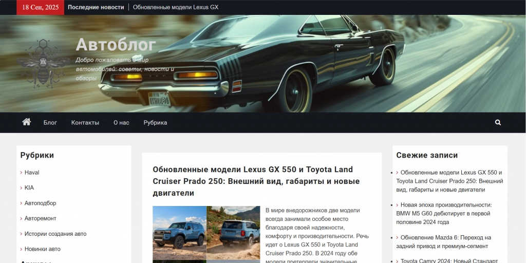 Веб сайт - Автоблог